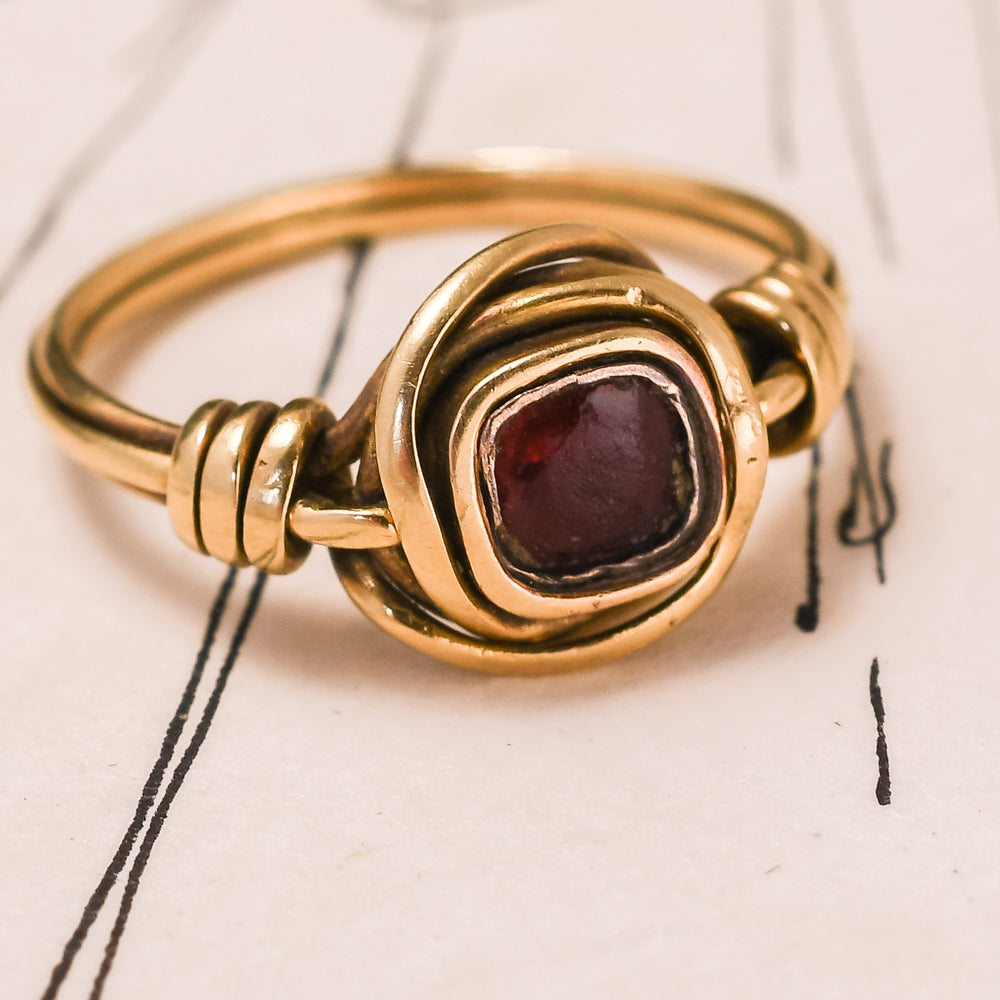 Georgian Garnet Love Knot Ring