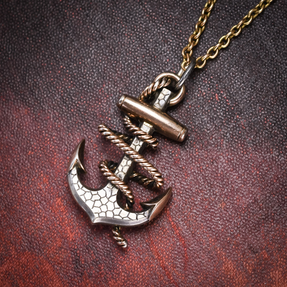 Victorian Silver & Rose Gold Anchor Pendant