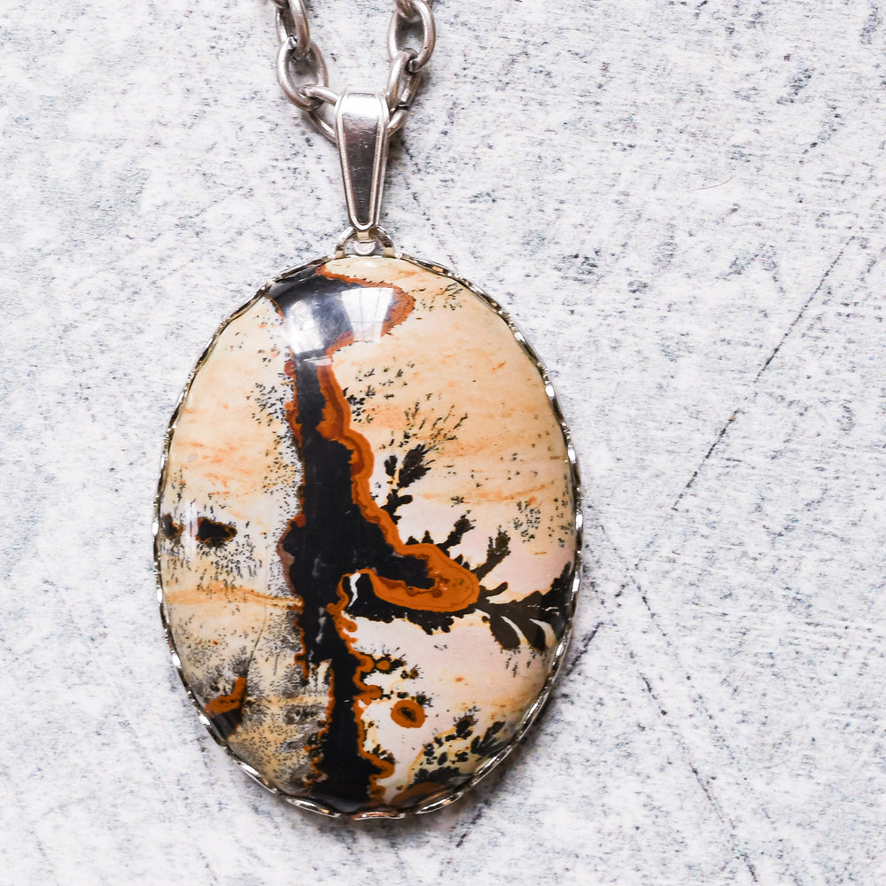 Vintage Plume Agate Pendant