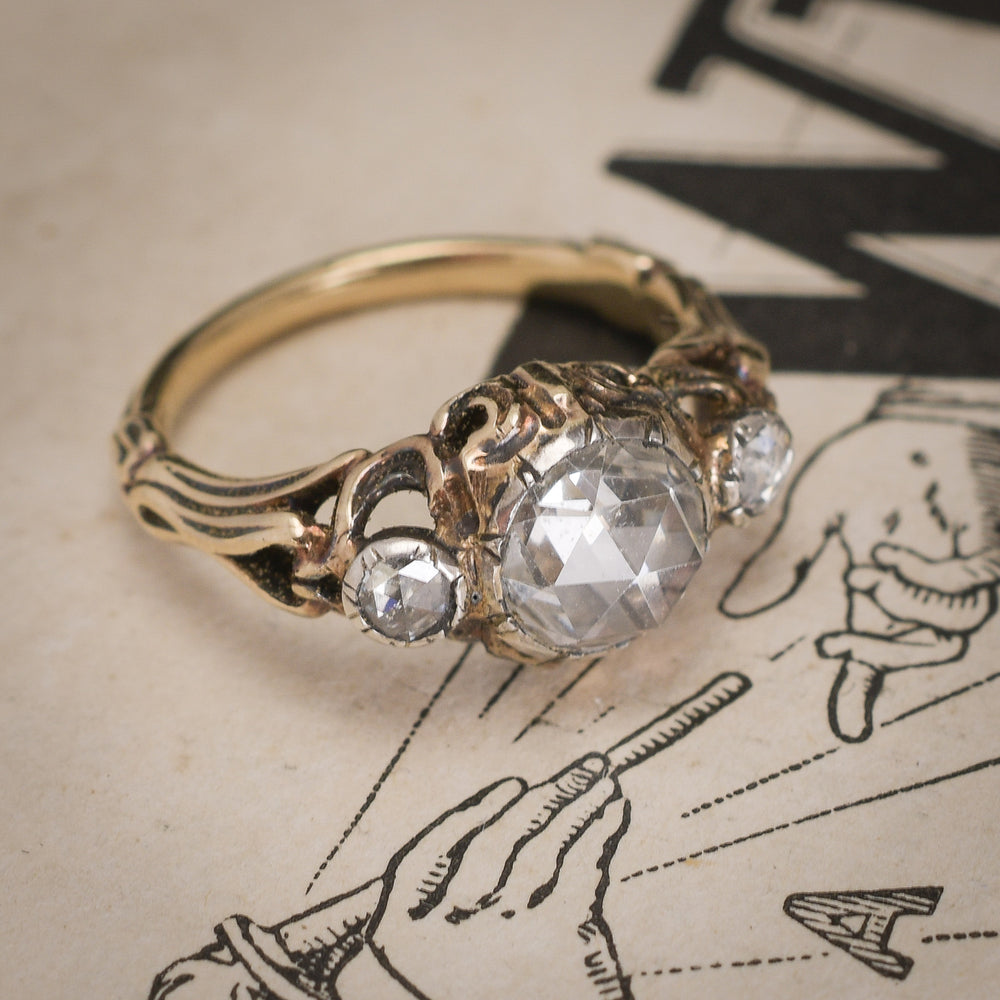 Georgian Rose Diamond Three-Stone Ring