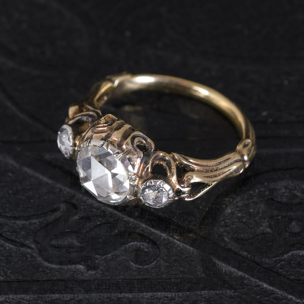 Georgian Rose Diamond Three-Stone Ring