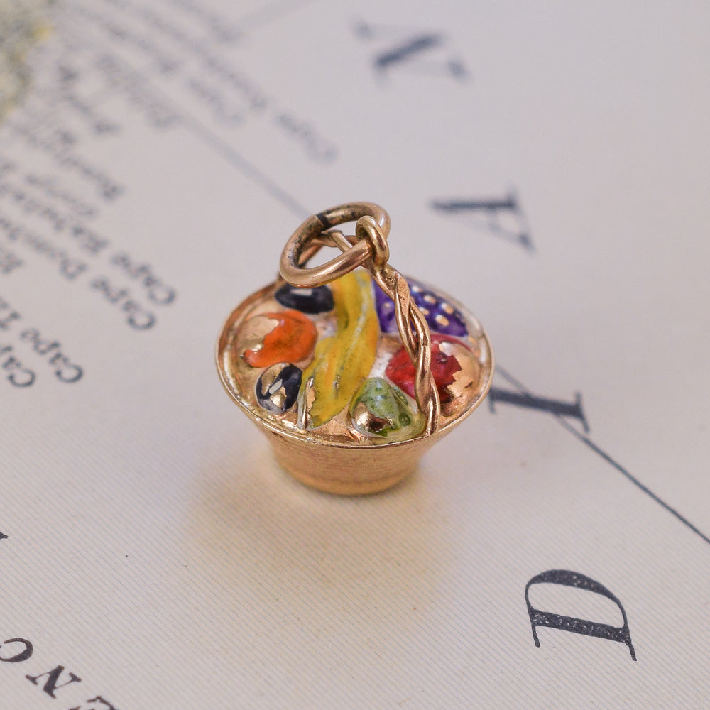 Vintage Gold Fruit Basket Charm