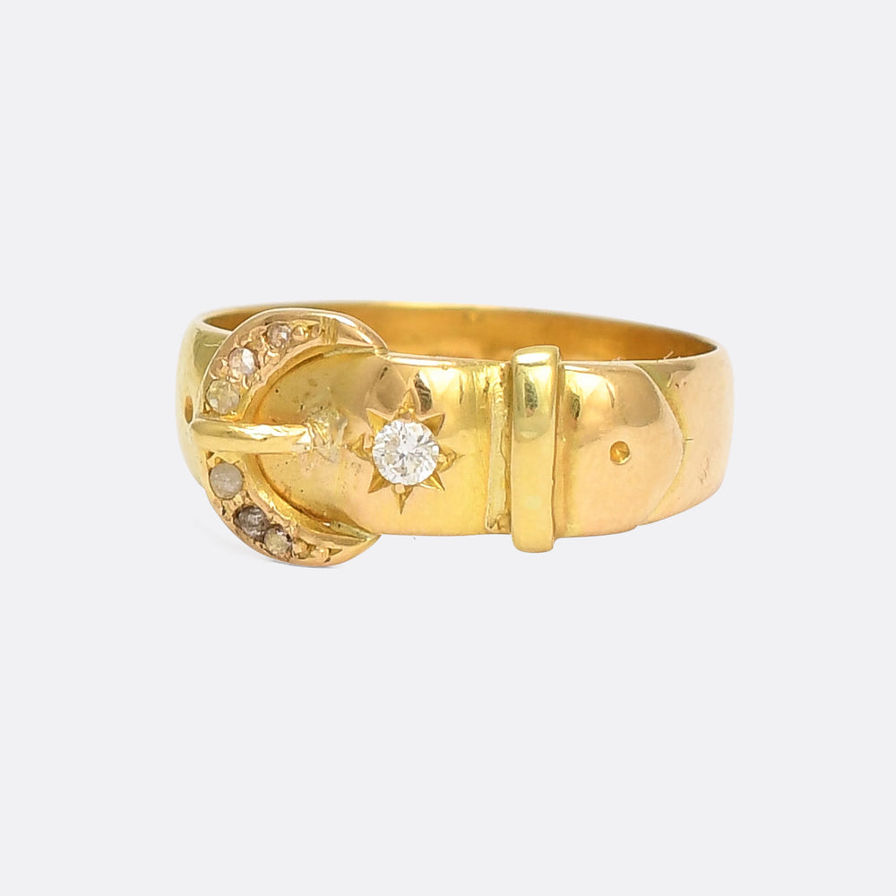 Mid Victorian Diamond Moon & Sun Buckle Ring