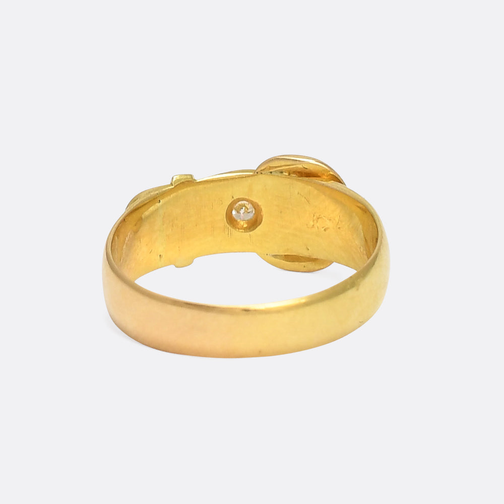 Mid Victorian Diamond Moon & Sun Buckle Ring