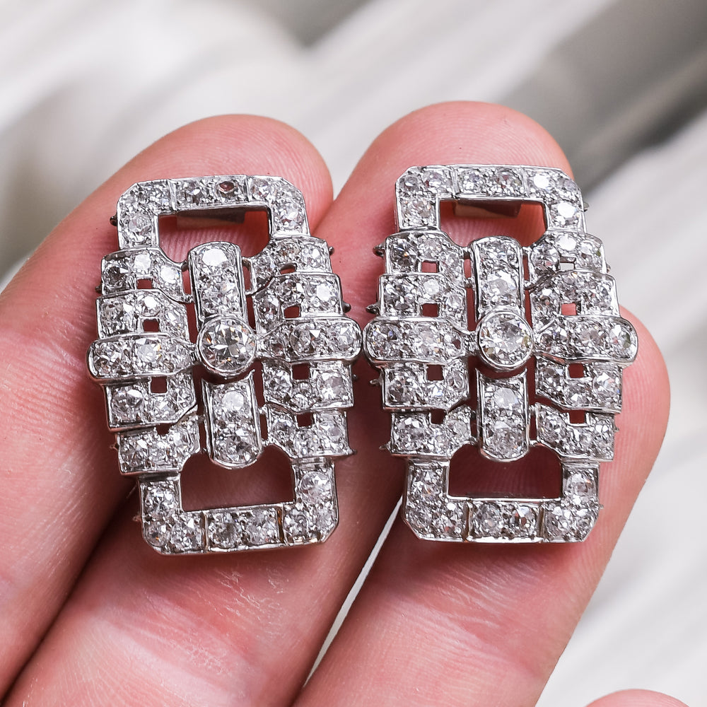Pair of Art Deco Diamond Buckles