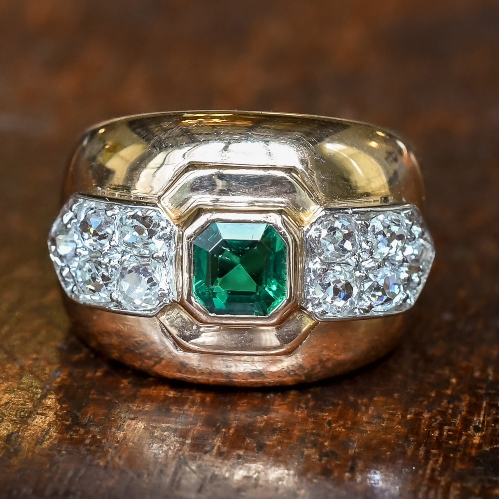 Mid-Century Emerald & Diamond Cigar Band