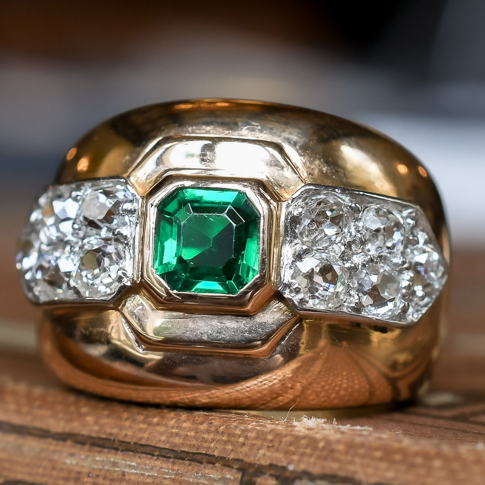 Mid-Century Emerald & Diamond Cigar Band