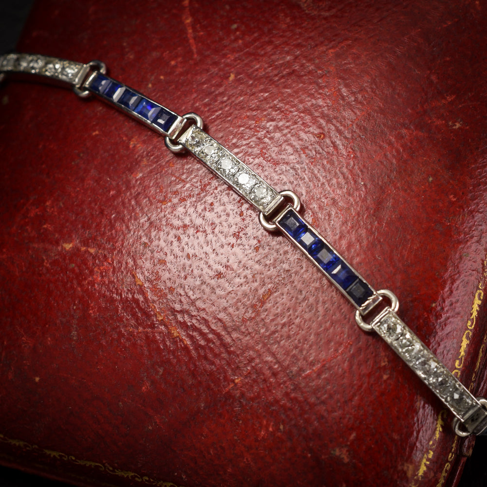 French Art Deco Sapphire & Diamond Bracelet