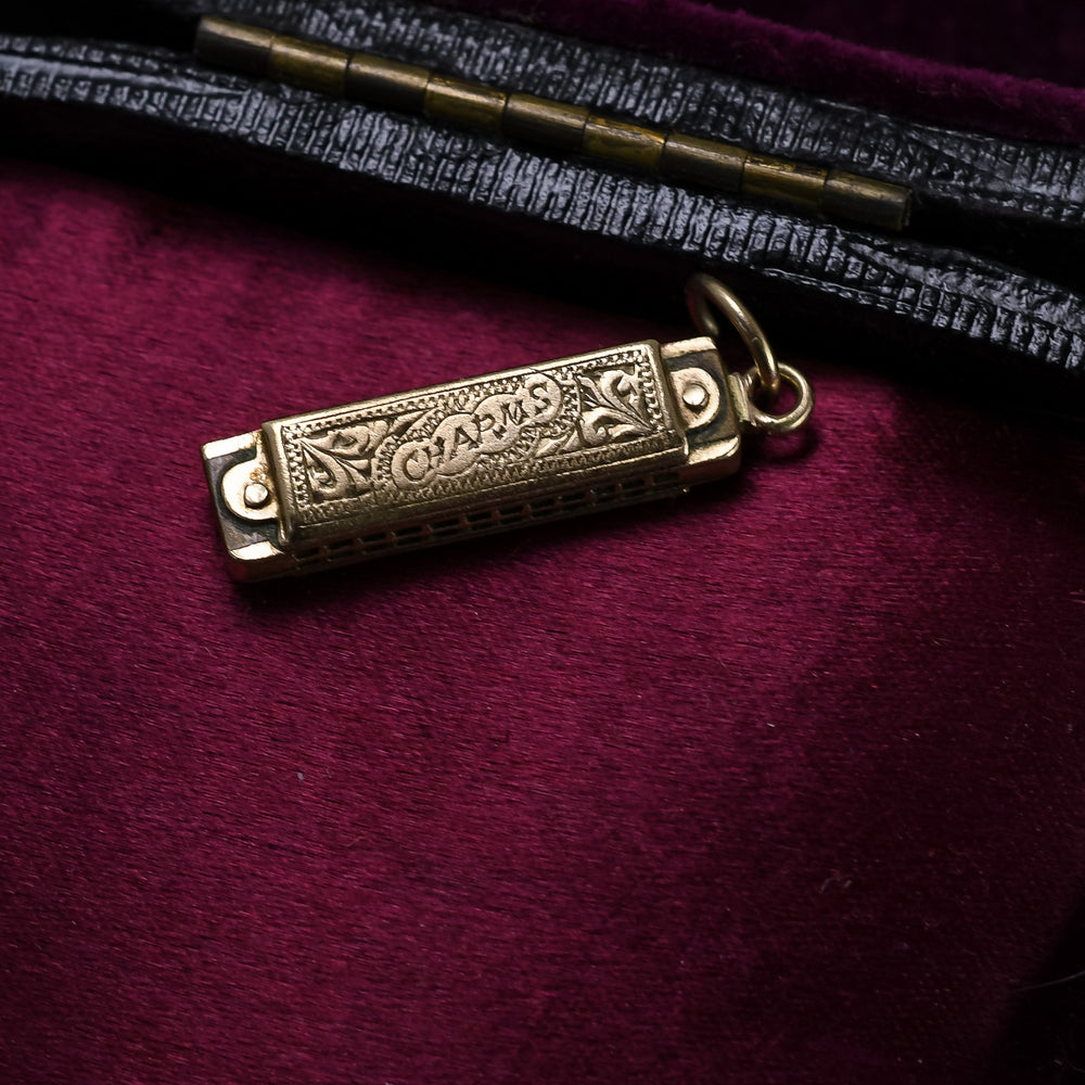 Vintage Gold 'Blues Harp' (Harmonica) Charm