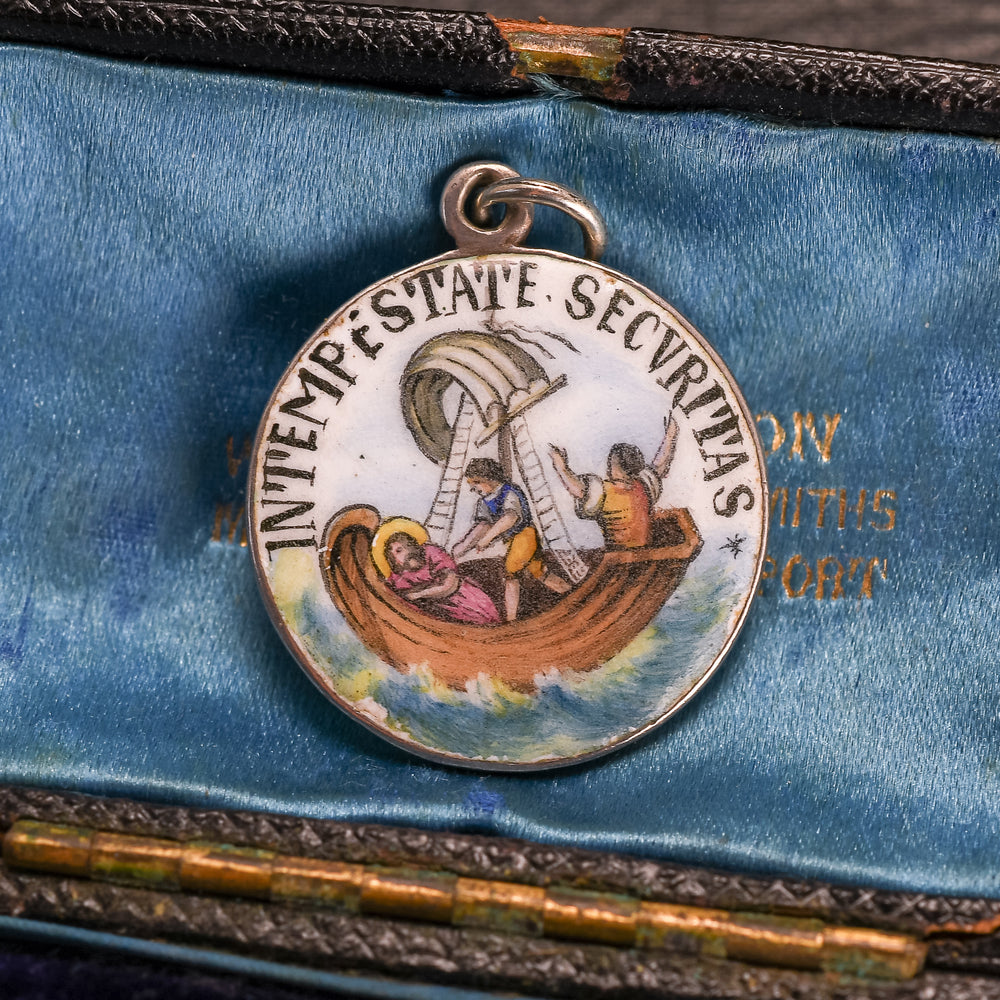Victorian Enamel In Tempestate Securitas Saint George Medallion