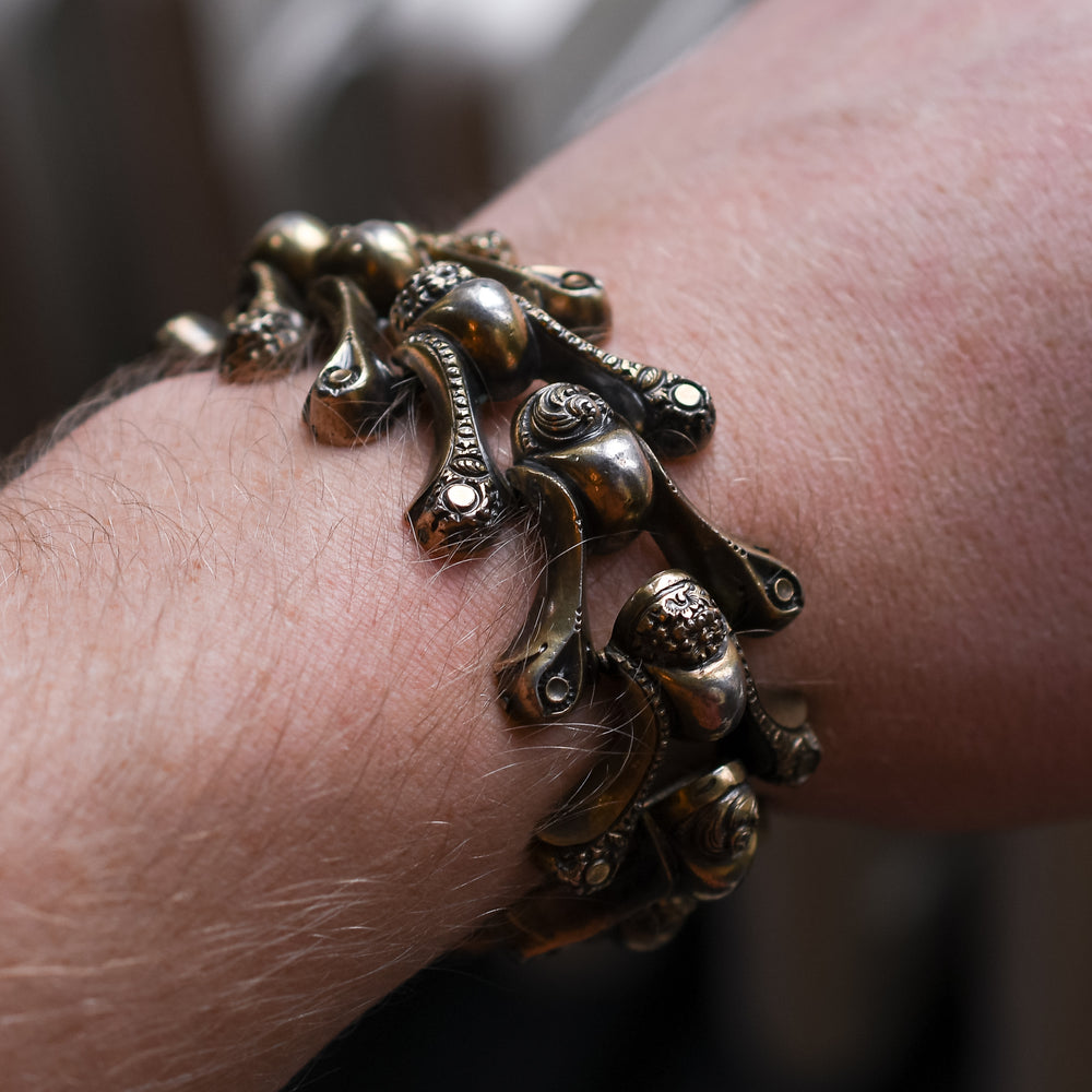 Victorian Silver Gilt Acorns Bracelet
