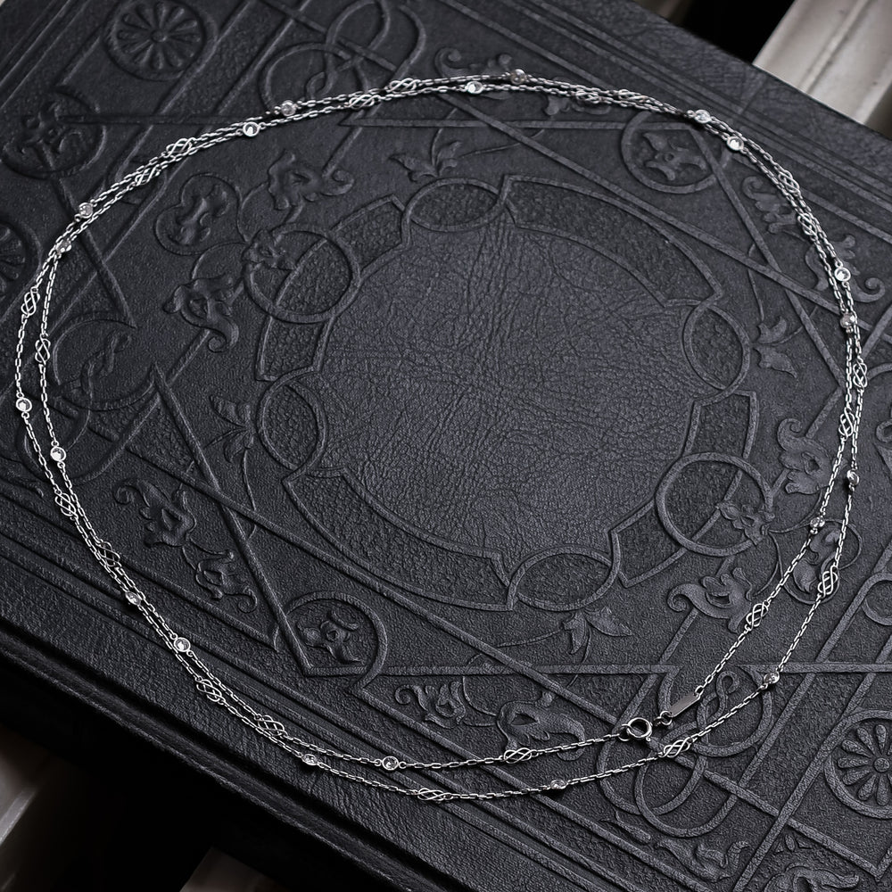 Mid-Century Diamond & Infinity Knot Guard Chain, 39