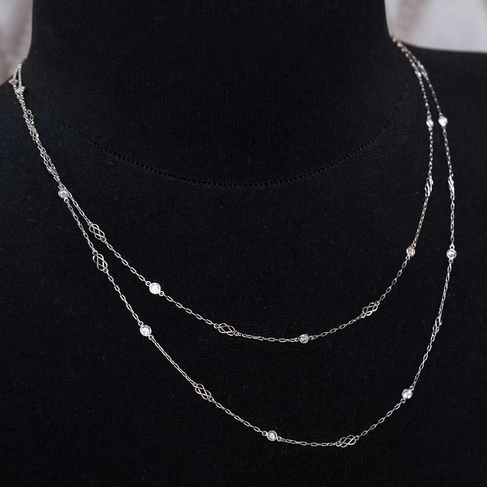 Mid-Century Diamond & Infinity Knot Guard Chain, 39