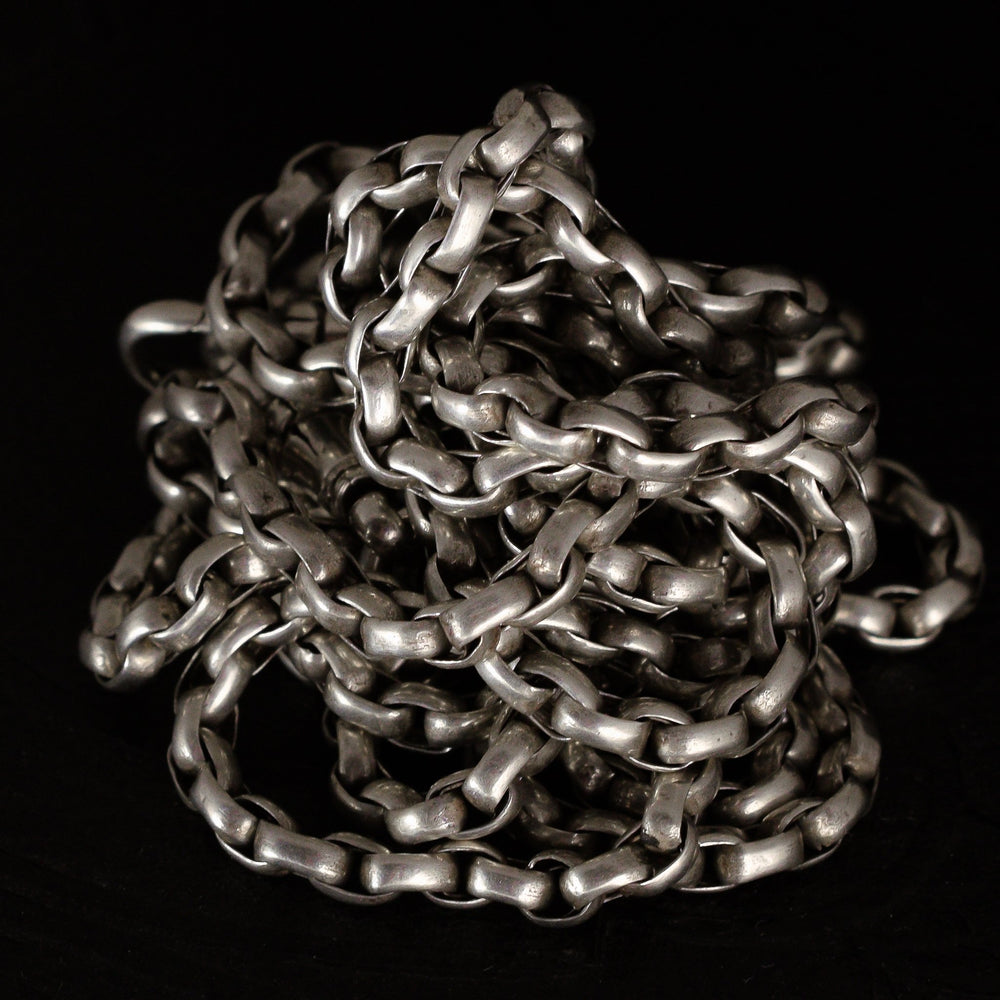 Victorian Silver Long Guard Chain Necklace