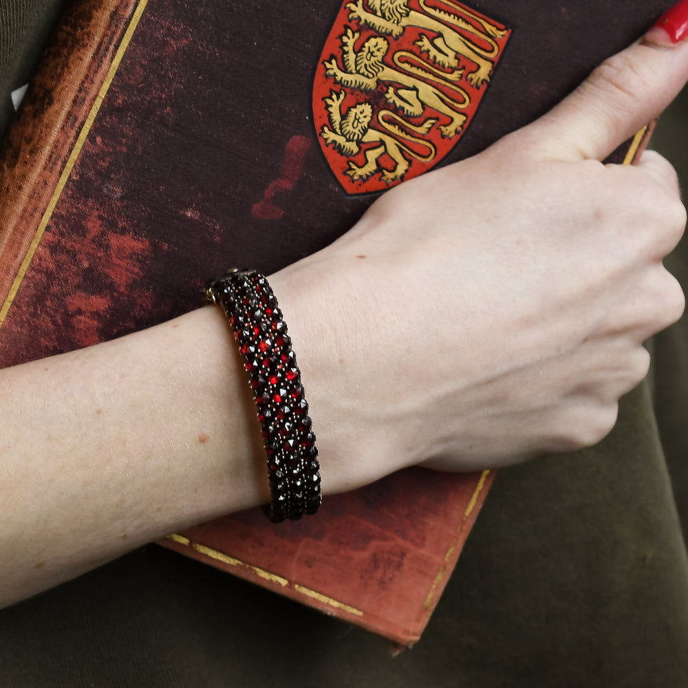 Victorian Bohemian Garnet Triple Row Bangle