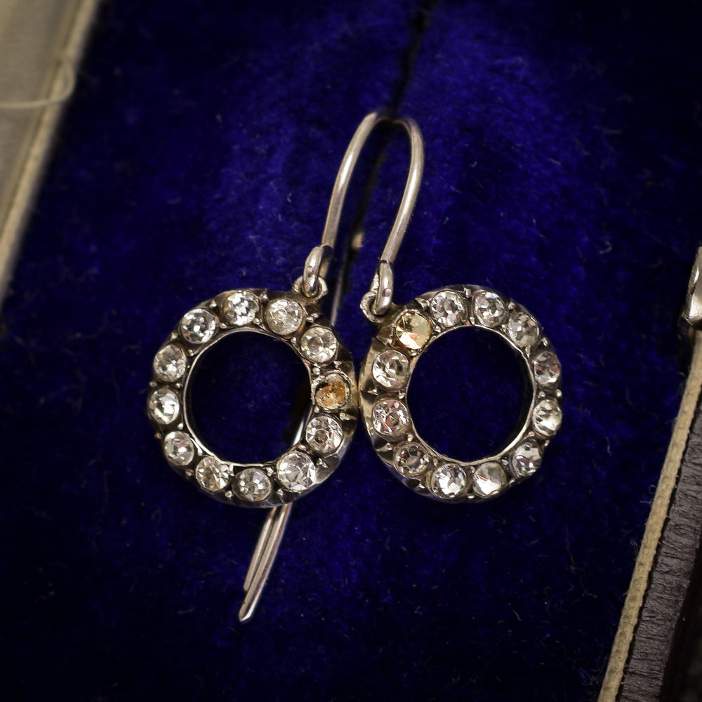 Victorian White Paste Halo Earrings