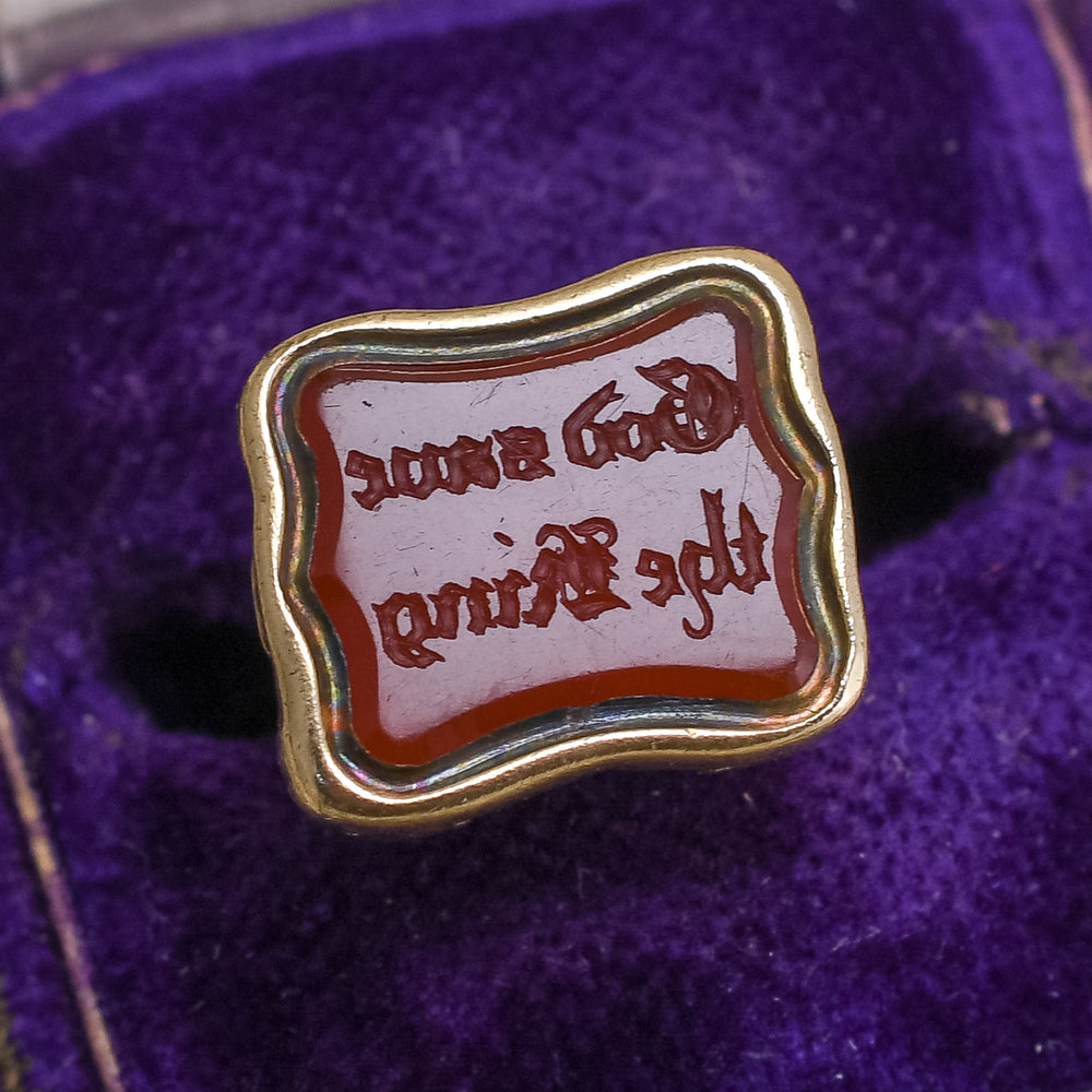 Georgian God Save The King Carnelian Intaglio Seal Fob