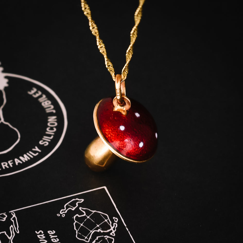 Vintage Fly Agaric Enamel Mushroom Pendant
