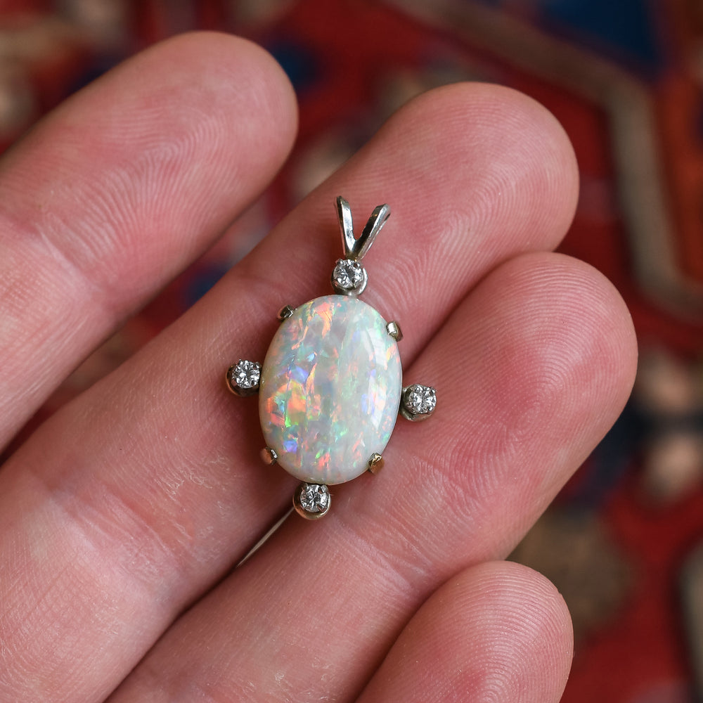 Art Deco Opal & Diamond Pendant