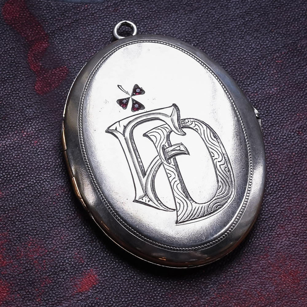 Art Nouveau FD Monogram Silver Locket