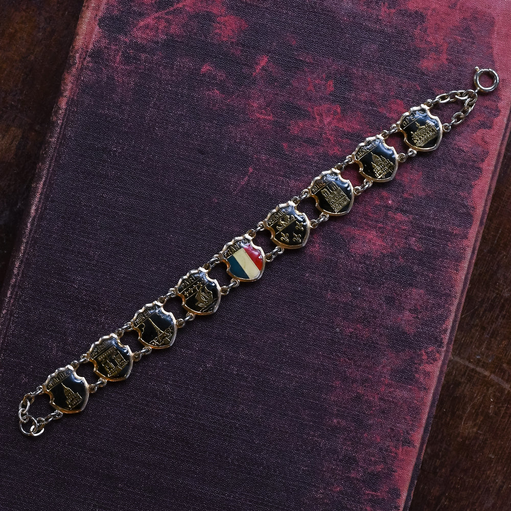 1930s Enamel PARIS Souvenir Bracelet