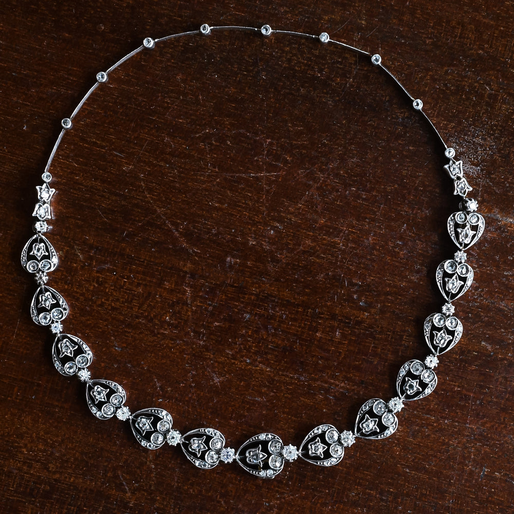 Victorian 6.0ct Diamond Heart Necklace & Bracelet Set
