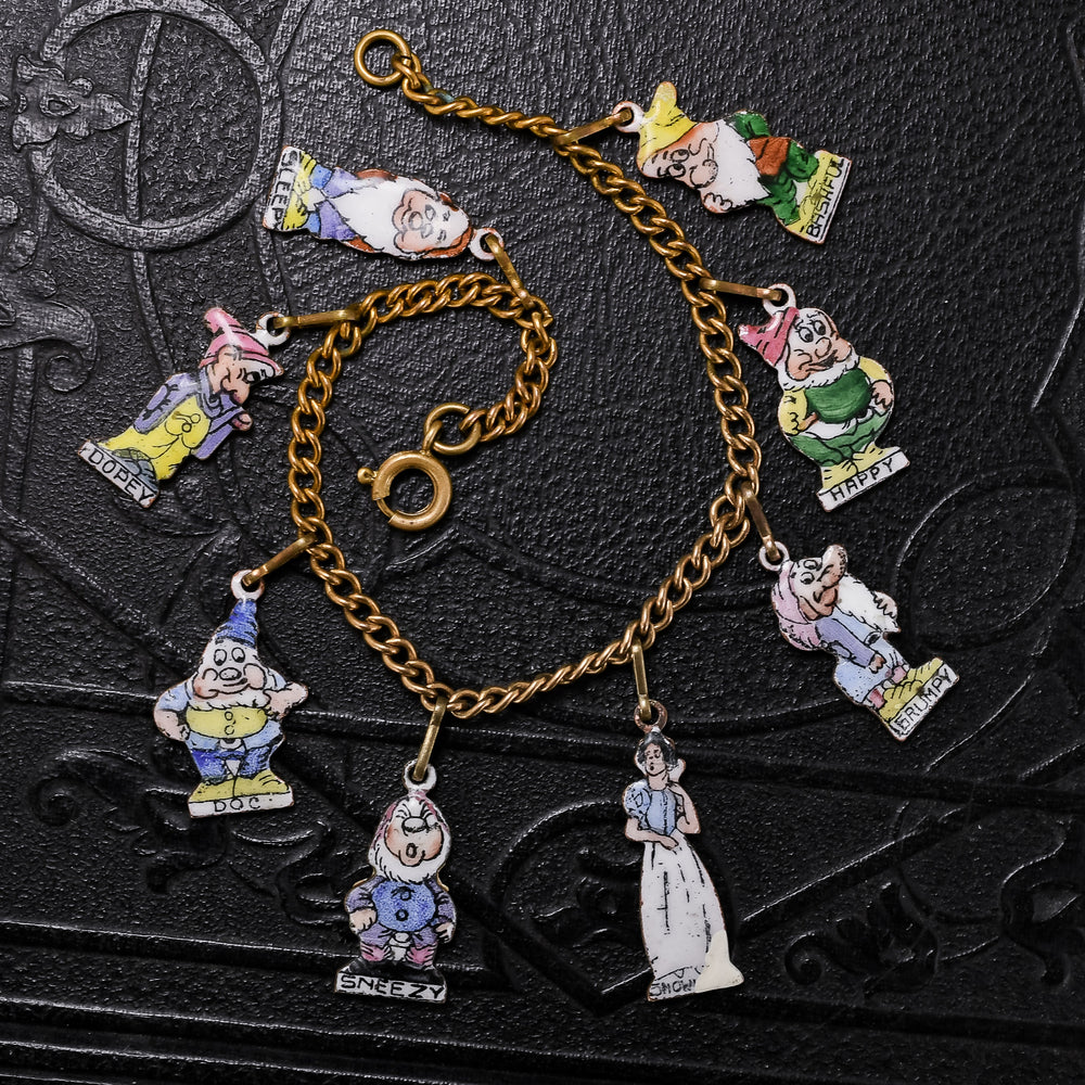 1930s Enamel Snow White & The Seven Dwarfs Bracelet
