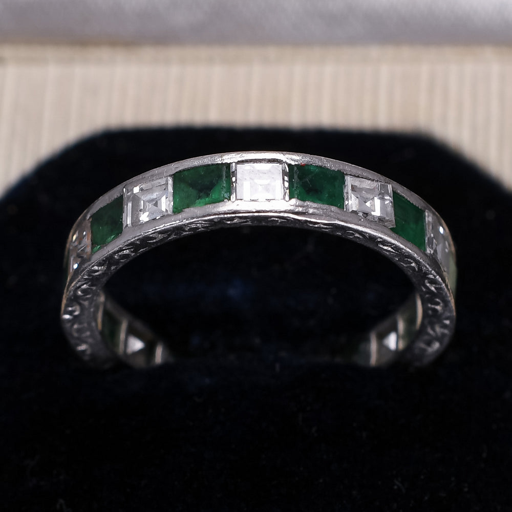 Art Deco Diamond & Emerald Full Eternity Ring