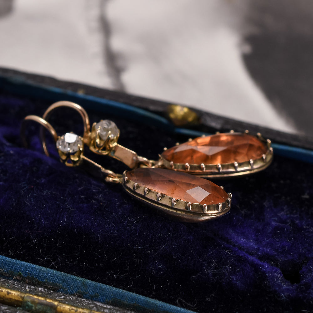 Georgian Imperial Topaz Paste Teardrop Earrings