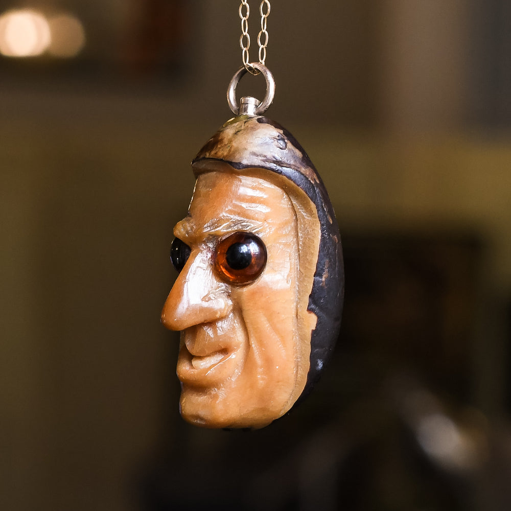 Victorian Carved Nut Pendant