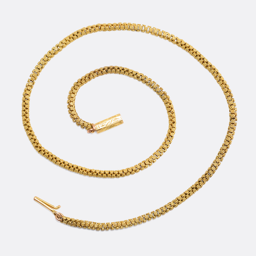 Georgian 18k Gold Flower Link Chain