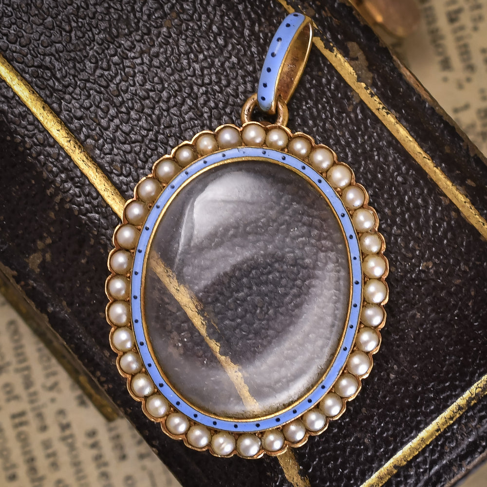 Victorian Carlo Giuliano Enamel & Pearl Locket
