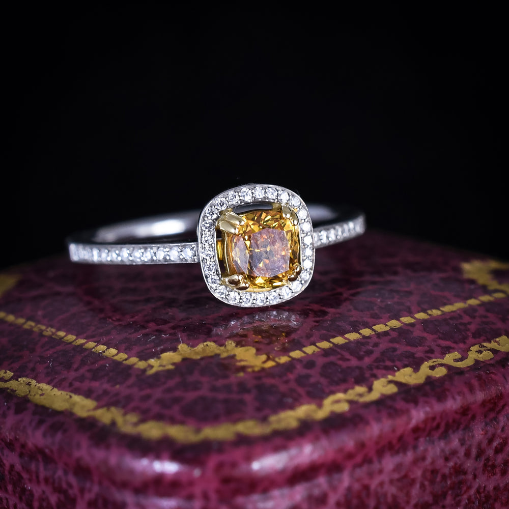 Contemporary .52ct Orange Diamond Solitaire Ring