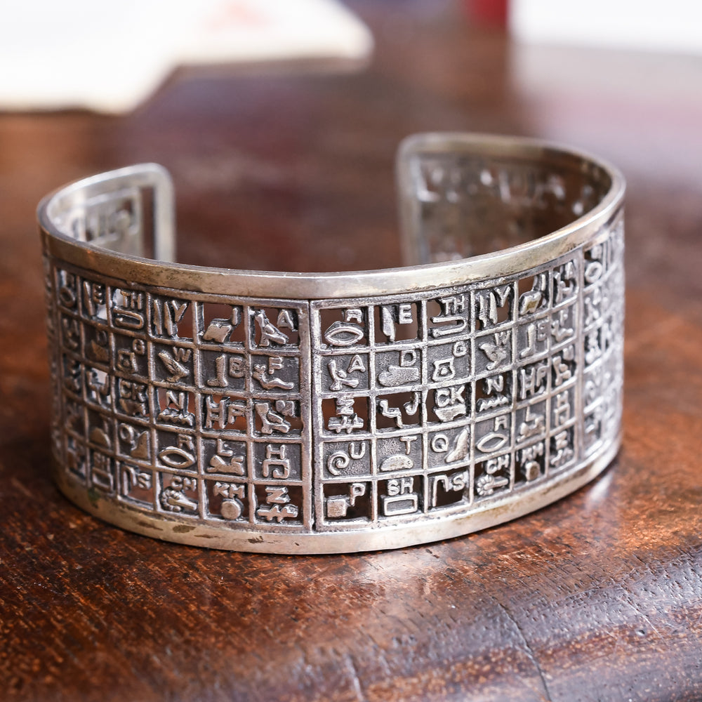 Art Deco Egyptian Revival Hieroglyph Translator Bangle