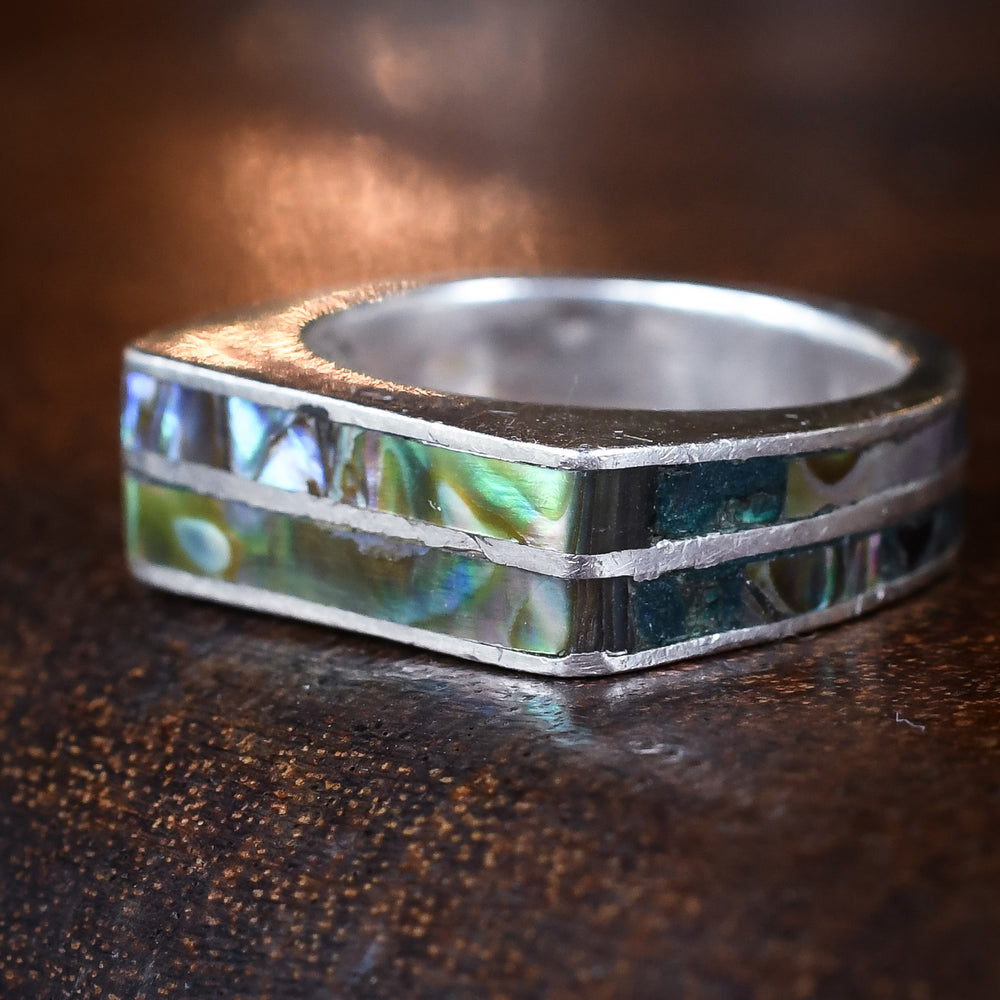 Modernist Abalone Inlay Ring