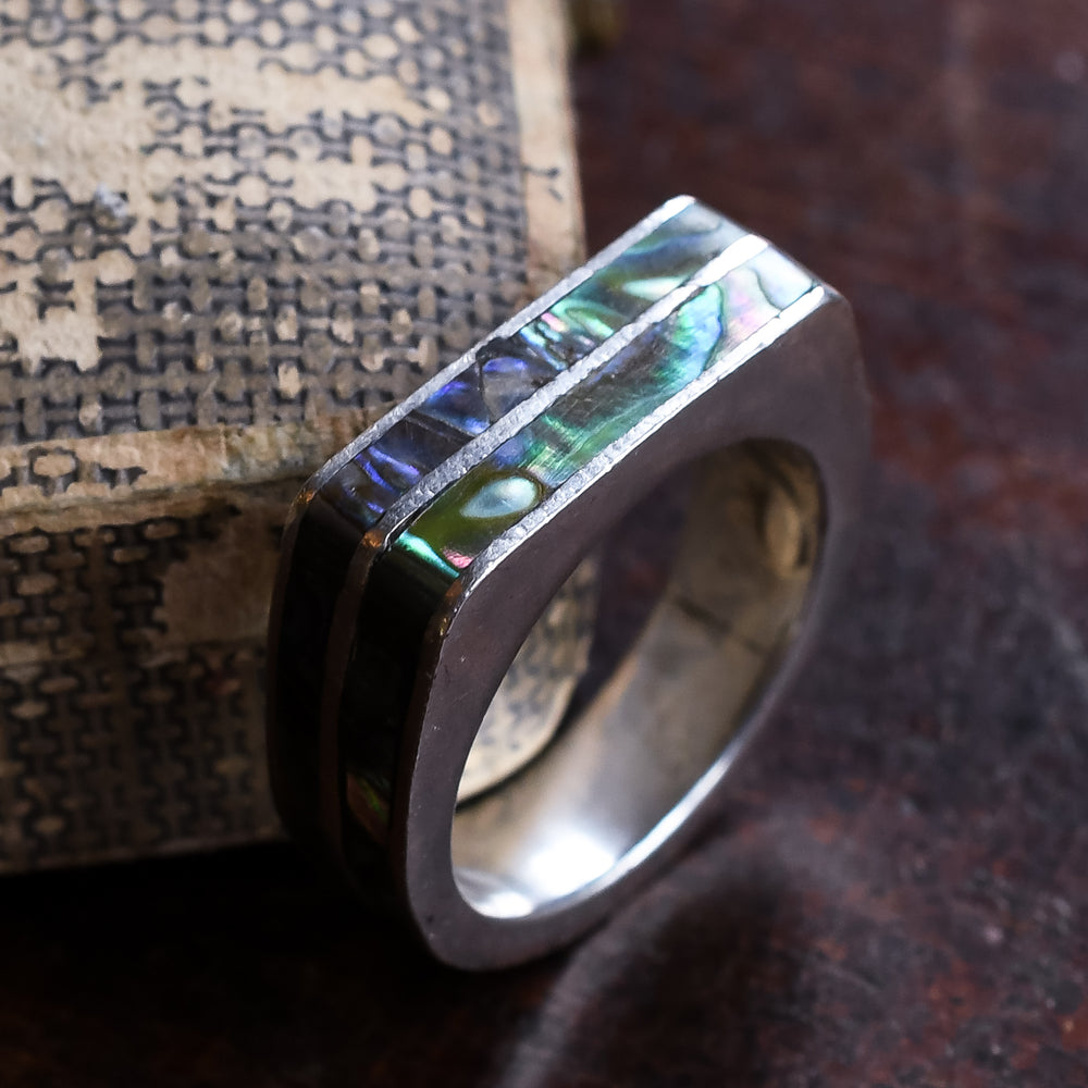 Modernist Abalone Inlay Ring