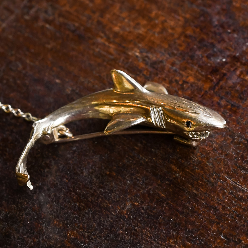 Vintage Gold Shark Brooch