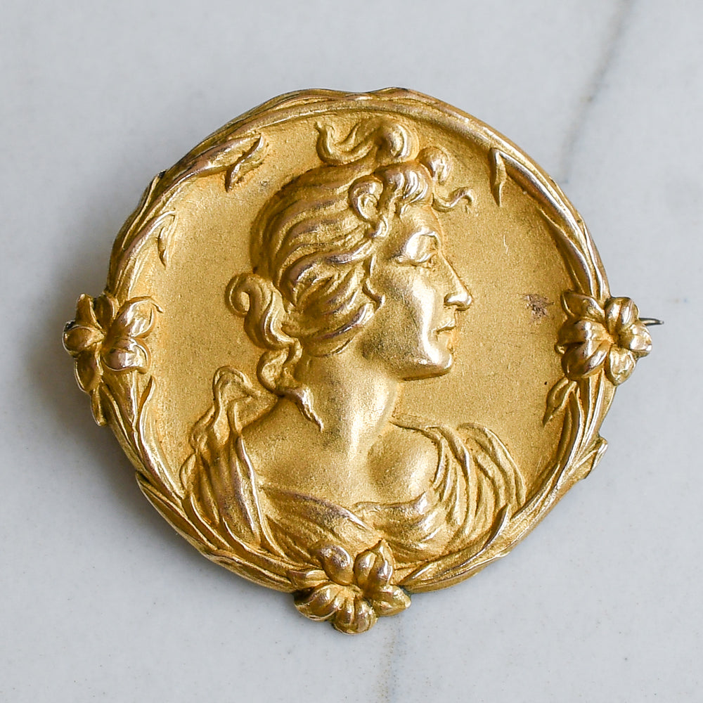 Arts & Crafts Gold Lady Brooch