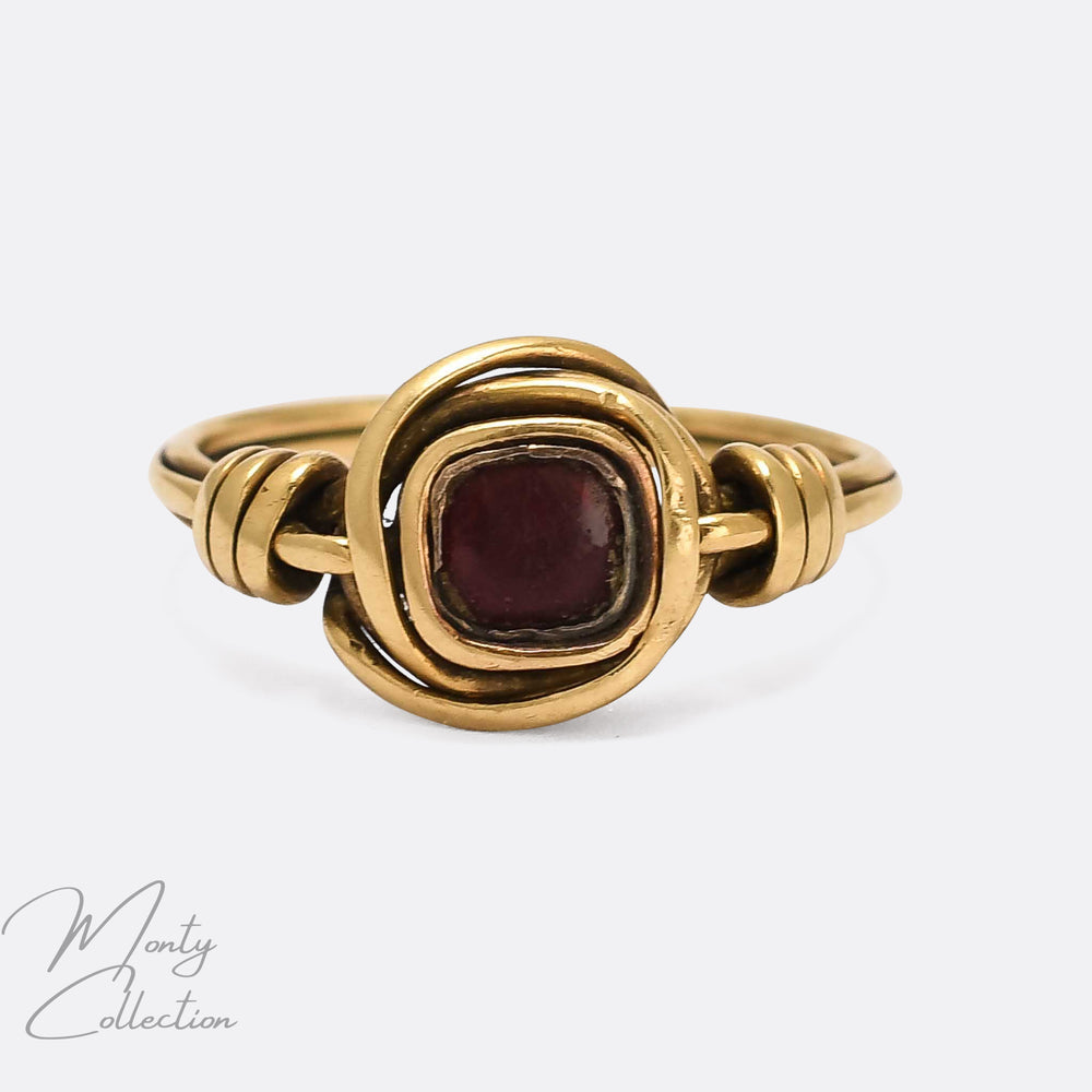 Georgian Garnet Love Knot Ring
