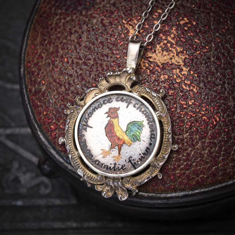 Victorian Rooster Love Token Pendant