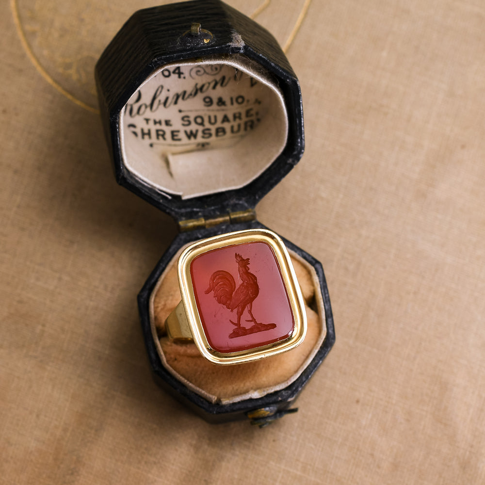 Georgian Carnelian Intaglio Cock Ring