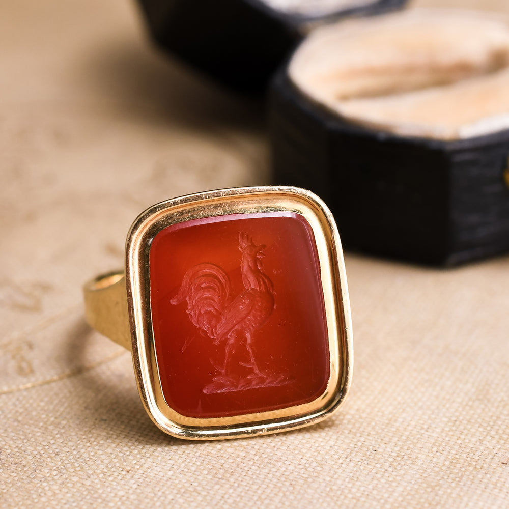 Georgian Carnelian Intaglio Cock Ring