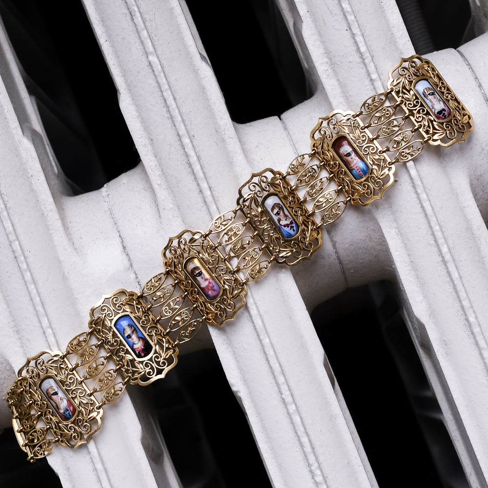 Early Victorian French Masquerade Bracelet