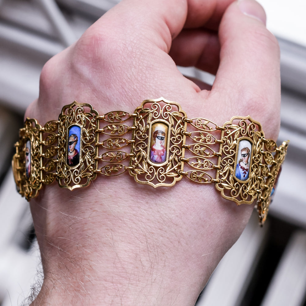 Early Victorian French Masquerade Bracelet