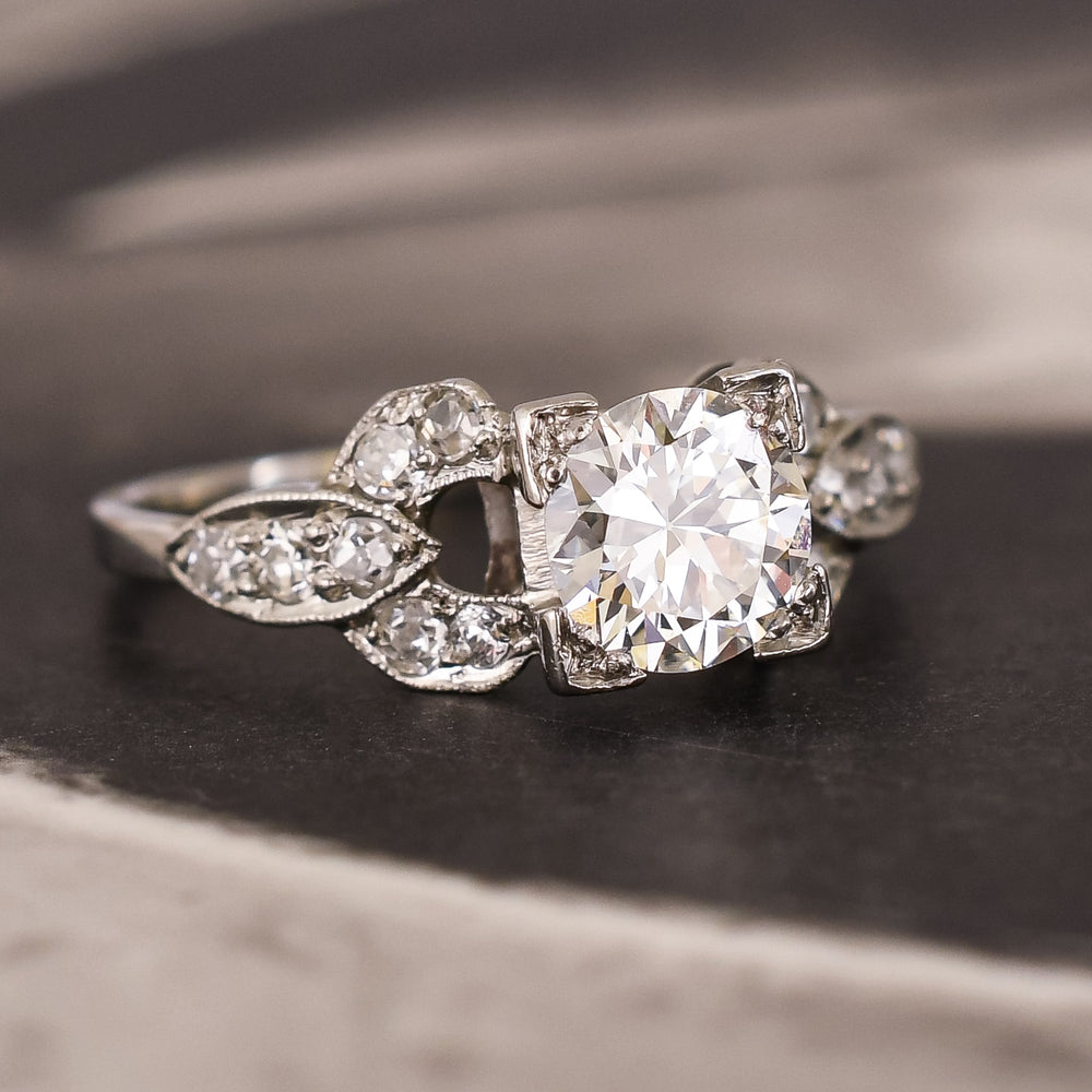 Art Deco 1.04ct Transitional Cut Diamond Solitaire Ring