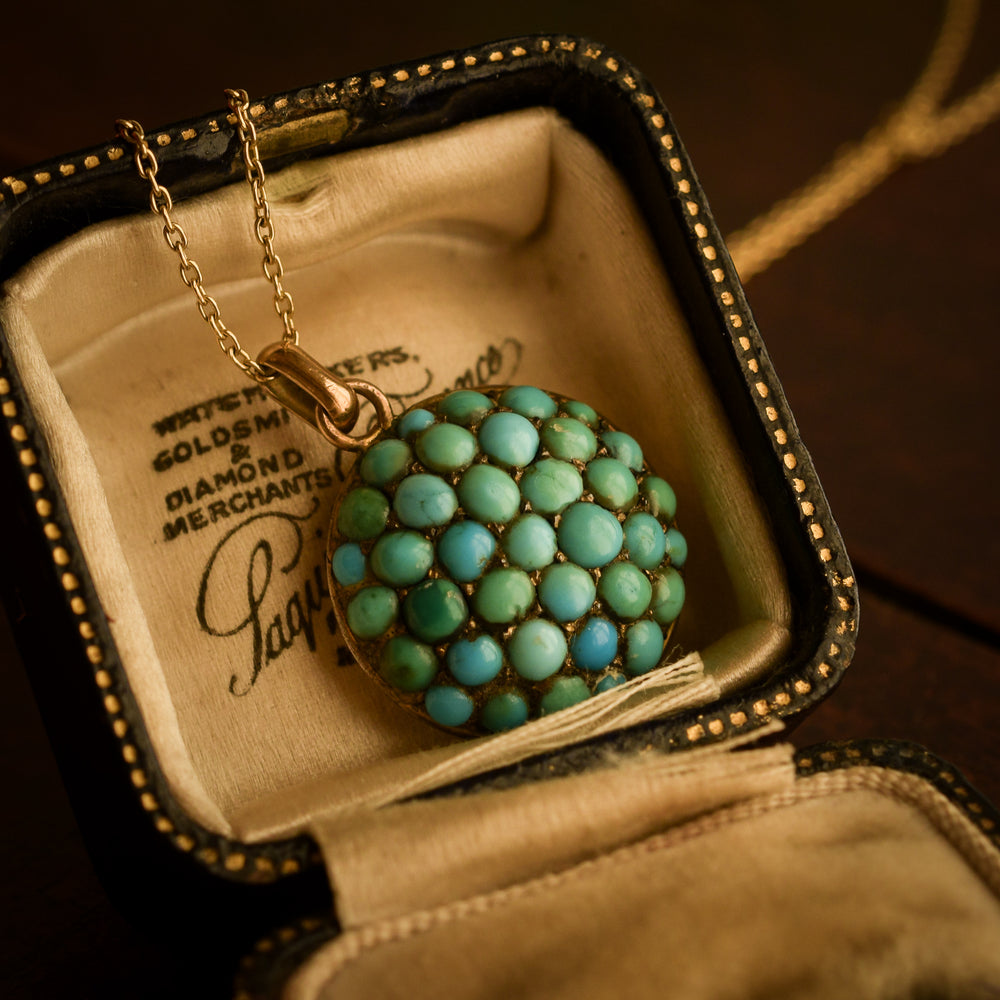 Victorian Pavé Turquoise Dome Locket