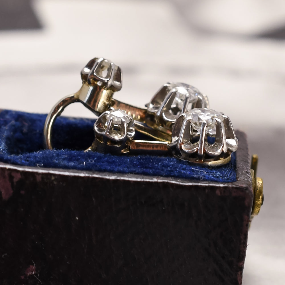 Art Deco Diamond Scalloped Dormeuse Earrings