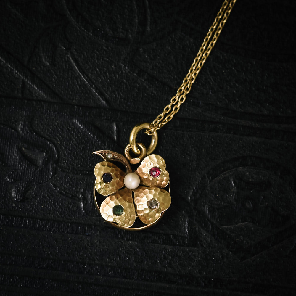 Victorian Acrostic DEAR Lucky Clover Locket