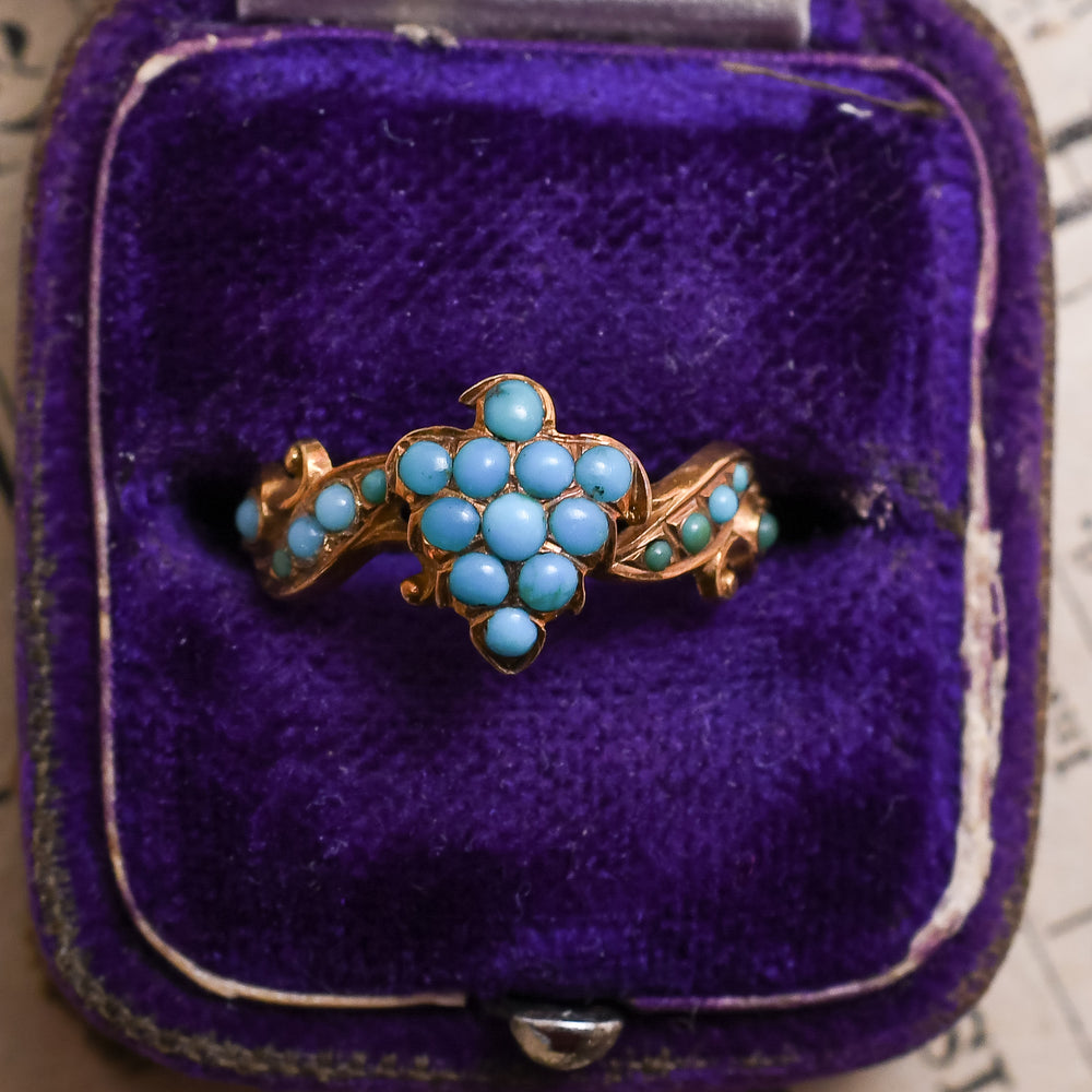 Georgian Turquoise Grape Bunch Cluster Ring