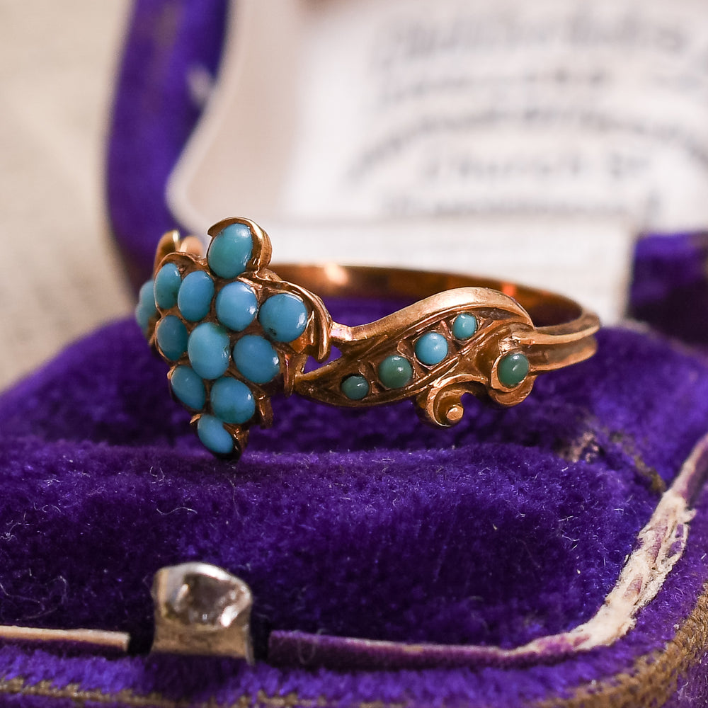 Georgian Turquoise Grape Bunch Cluster Ring